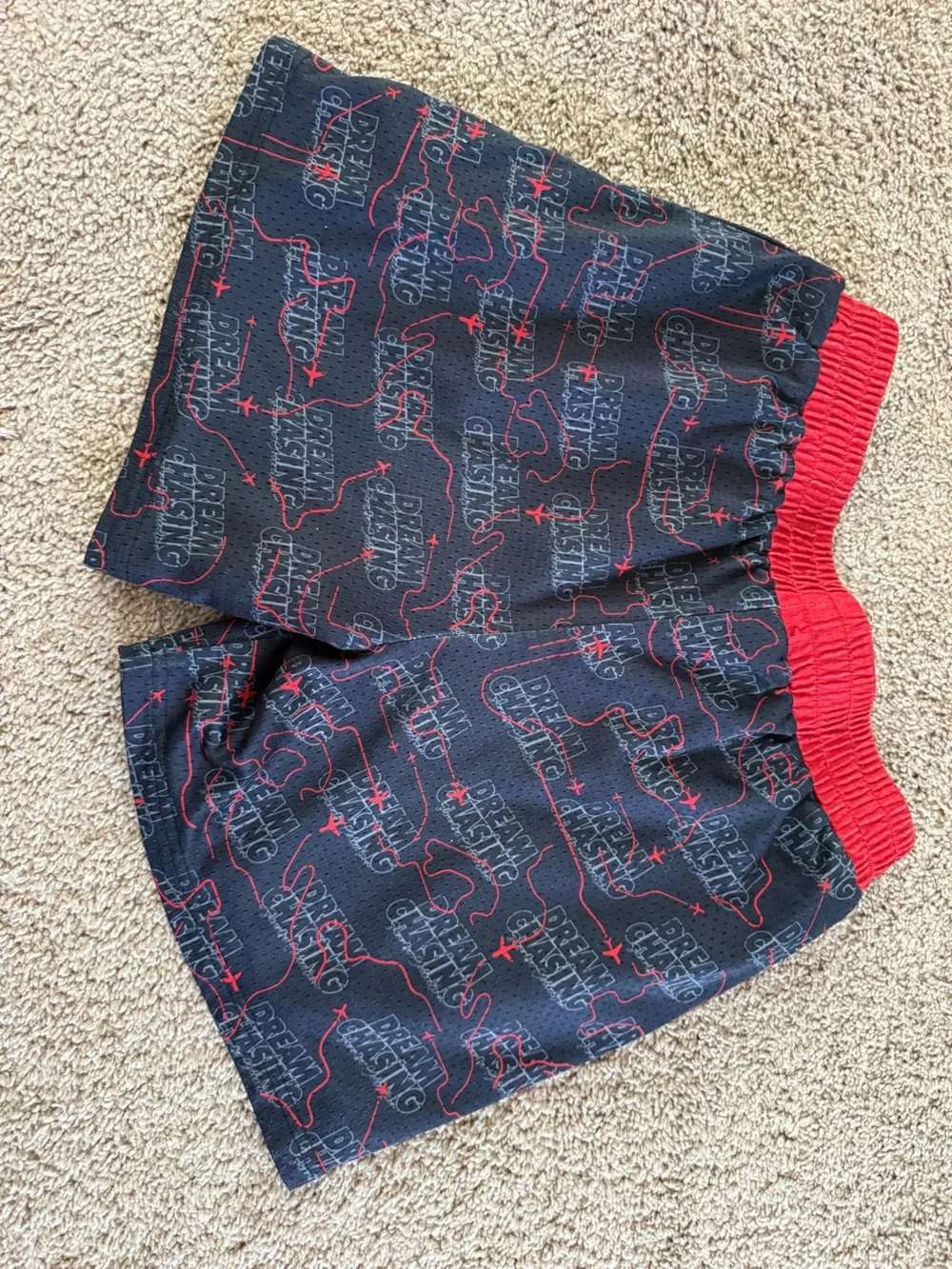 Kids' Black Shorts with Red Waistband Dream Chasing